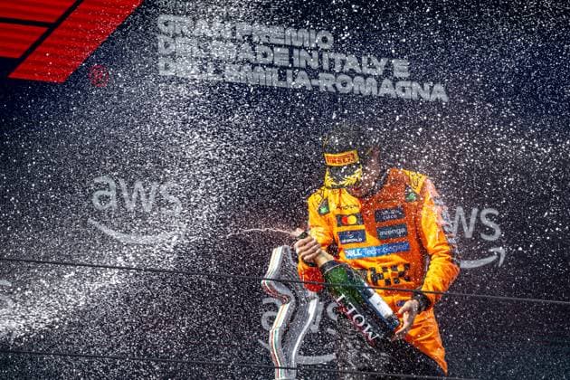 IMOLA, ITALY: Oscar Piastri, racing for the McLaren F1 team during the 2025 Formula 1 Emilia Romagna Grand Prix at the Imola Circuit in Imola, Italy
