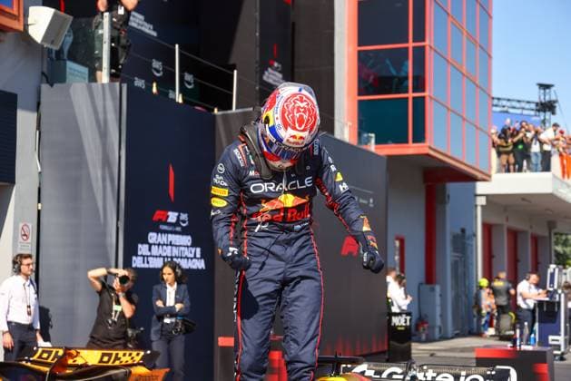 May 18, 2025, Imola, Bo, ITALY: Max Verstappen (NED) - Oracle Red Bull Racing - Red Bull RB21 - Honda RBPT celebrating victory of the race of Formula 1 AWS Gran Premio del Made in Italy e dell Emilia Romagna 2025 - Autodromo Enzo e Dino Ferrari, Imola (BO) Italy from 15th to 18th May 2025, Imola ITALY - ZUMAm217 20250518_zsp_m217_069 Copyright: xAlessioxDexMarcox