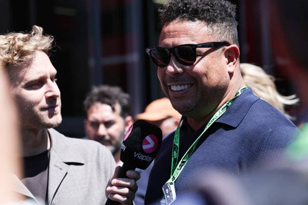 (250519) -- IMOLA, May 19, 2025 -- Brazilian former football player Ronaldo is interviewed before the Formula One Emilia Romagna Grand Prix at the Autodromo Internazionale Enzo e Dino Ferrari race track in Imola, Italy, May 18, 2025. ) (SP)ITALY-IMOLA-AUTO-F1 GRAND PRIX LixJing 