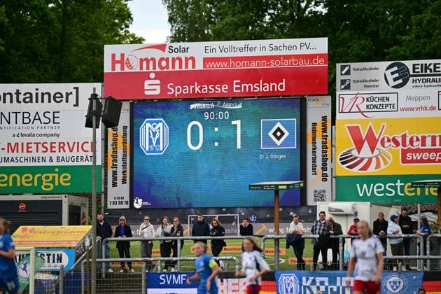 Fußball I Frauen I Saison 2024-2025 I 2. Bundesliga I 26. Spieltag I SV Meppen - Hamburger SV I 18.05.2025 Endstand: 0:1 SV Meppen 1912 e.V. Hamburger SV Frauen Meppen Hänsch-Arena Niedersachsen Deutschland Copyright: xLobeca FelixxSchlikisx