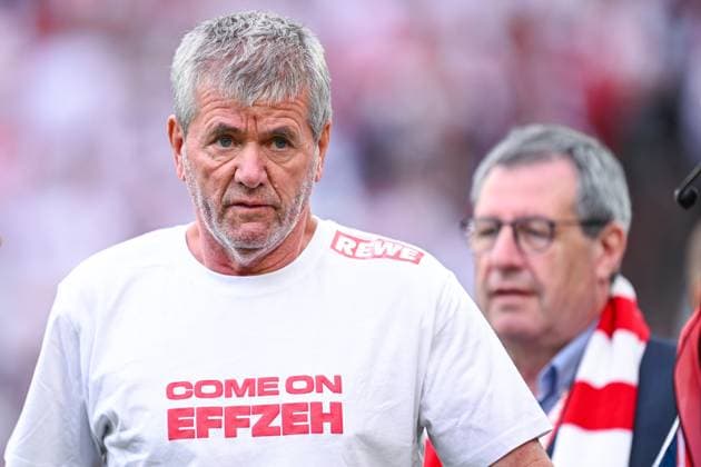 18.05.2025, Fussball, 2. Bundesliga, 34. Spieltag Saison 2024 2025, 1. FC Köln - 1. FC Kaiserslautern, Trainer Friedhelm Funkel (1. FC Köln), Präsident Dr. Werner Wolf (1.FC Köln) xRHR-FOTO TKx Copyright: RHR-FOTOx RHR-FOTO TK