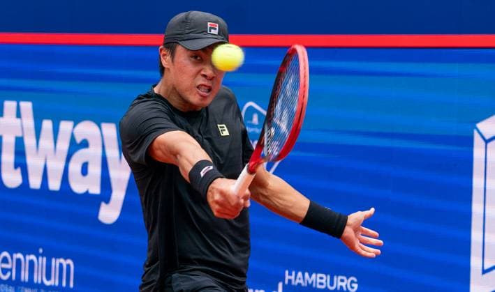 19.05.2025, ATP, Tennis Herren 500, Tennis, Herren, Hamburg Open, Hamburg, Raphael Collignon (Belgien) - Brandon Nakashima (USA) Brandon Nakashima (USA) Hamburg Tennis-Stadion Am Rothenbaum Hamburg Deutschland