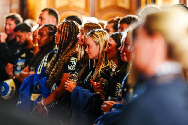 Spielerinnen Hamburger SV Frauen GER, Aufstiegsfeier Hamburger SV, Fussball, Saison 2024 2025, 19.05.2025 GER, Aufstiegsfeier Hamburger SV, Fussball, Saison 2024 2025, 19.05.2025 Hamburg