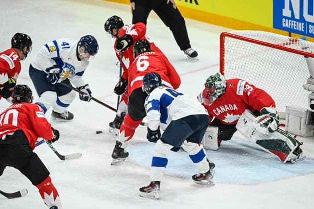 STOCKHOLM, SWEDEN 20250519 Canada s goalkeeper Marc-Andre Fleury in action during the IIHF Ice hockey, Eishockey World Championship, WM, Weltmeisterschaft group A match between Canada and Finland at Avicii Arena in Stockholm, Sweden, on May 19, 2025. STOCKHOLM SWEDEN x10080x