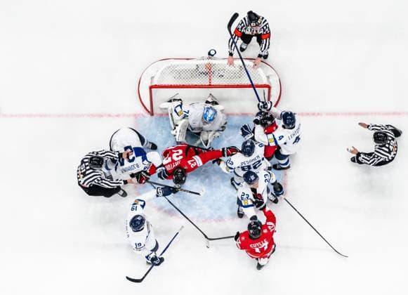 250519 Goaltender Juuse Saros of Finland during 2025 IIHF Ice hockey, Eishockey World Championship, WM, Weltmeisterschaft group stage game between Canada and Finland on May 19, 2025 in Stockholm. Photo: Simon Hastegard BILDBYRAN kod SH SH0623 ishockey ice hockey ishockey-vm 2025 vm 2025 iihf world championship kanada canada finland 10 bbeng jubel Copyright: SIMONxHASTEGARD BB250519SH081