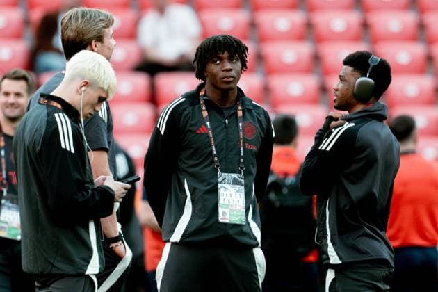 Manchester United, ManU Training Session And press conference, PK, Pressekonferenz - UEFA Europa League Final 2025 Patrick Dorgu of Manchester United looks on during Manchester United training session ahead of the UEFA Europa League Final 2025 between Tottenham Hotspur and Manchester United at San Mames Stadium on May 20, 2025 in Bilbao, Spain. Bilbao San Mames Stadium Spain Copyright: xGiuseppexMaffiax UEL_Final_ManchesterUtd_MD-1_200525_DSC9367