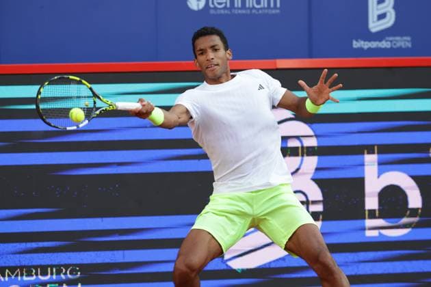 GER, Hamburg, xFSx , ATP, Tennis Herren 500 , Herren Tennistunier Bitpanda Hamburg Open 2025, Sechzehntelfinale 20.05.2025 Felix Auger-Aliassime (CAN) spielt einen Vorhand Copyright: HMBxMedia FernandoxSoares