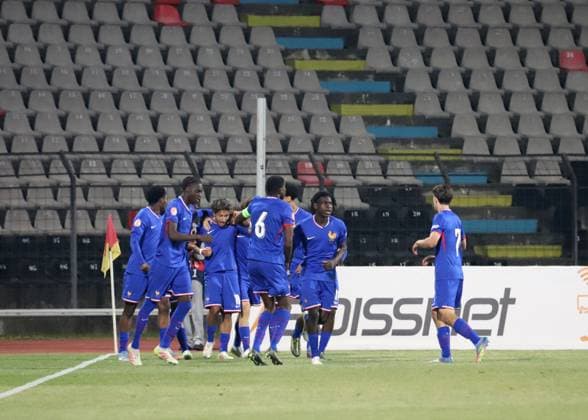 UEFA European Under-17 Championship 2024 25 Group A, in Tirana on, Albania on May 19, 2025. FranceÕs players celebrate scoring during the UEFA European Under-17 Championship 2024 25 Group A football match Germany vs France at the Elbasan Arena stadium in Elbasan, Albania, on May 19, 2025. TIRANE ALBANIA Copyright: xSTRINGERx