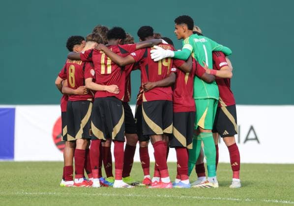 May 20, 2025, Rrogozhine, Rrogozhine, Albania: U-17 Belgium players prior to the UEFA European Under-17 Championship 2024 25 match between England and Belgium at Arena Egnatia in Rrogozhine, Albania on 20 May 2025. Rrogozhine Albania - ZUMAb266 20250520_zip_b266_005 Copyright: xArmandoxBabanix