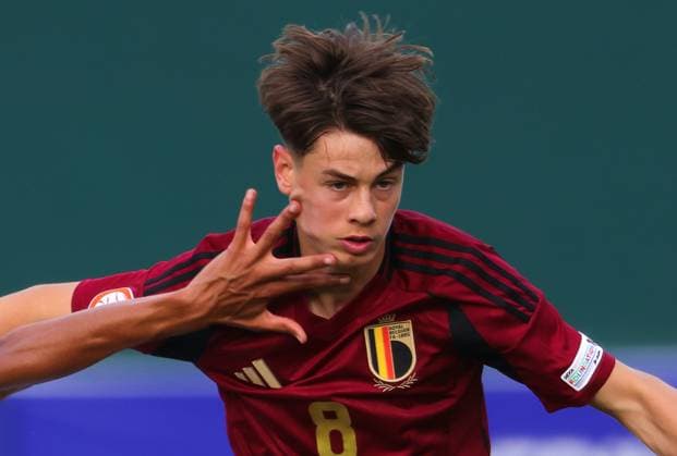 May 20, 2025, Rrogozhine, Rrogozhine, Albania: August De Wannemacker of U-17 Belgium during the UEFA European Under-17 Championship 2024 25 match between England and Belgium at Arena Egnatia in Rrogozhine, Albania on 20 May 2025. Rrogozhine Albania - ZUMAb266 20250520_zip_b266_015 Copyright: xArmandoxBabanix