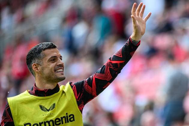 MAINZ, GERMANY - 17 MAY, 2025: Granit Xhaka - The Bundesliga match 1.FSV Mainz 05 vs Bayer 04 Leverkusen at Mewa Arena.  Copyright: xVitalixKliuievx