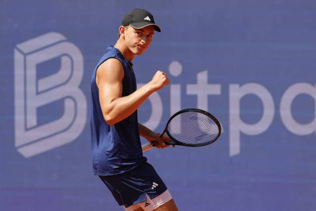 GER, Hamburg, xFSx , ATP, Tennis Herren 500 , Herren Tennistunier Bitpanda Hamburg Open 2025, Achtelfinale 21.05.2025 Justin Engel (GER) Siegerfaust, jubel Copyright: HMBxMedia FernandoxSoares