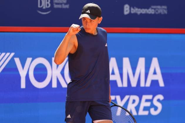 GER, Hamburg, xFSx , ATP, Tennis Herren 500 , Herren Tennistunier Bitpanda Hamburg Open 2025, Achtelfinale 21.05.2025 Justin Engel (GER) Siegerfaust, jubel Copyright: HMBxMedia FernandoxSoares