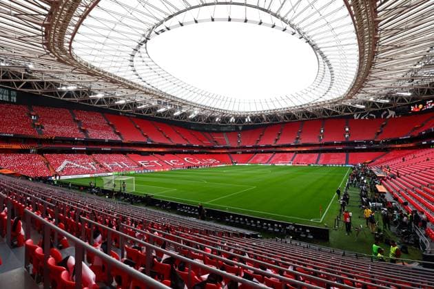 A general view inside Estadio de San Mames Tottenham Hotspur v Manchester United, ManU Europa League Final, Football, San Mames Stadium, Bilbao, Spain - 21 May 2025 EDITORIAL USE ONLY No use with unauthorised audio, video, data, fixture lists, club league logos or live services. Online in-match use limited to 120 images, no video emulation. No use in betting, games or single club league player publications. Copyright: xJamesxMarsh Shutterstockx 15312890ai