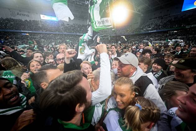 250521 Hammarbys Smilla Holmberg jublar efter finalen i Svenska Cupen mellan Hammarby och IFK Norrköping den 21 maj 2025 i Stockholm. Copyright: MAXIMxTHORE BB250521MT070