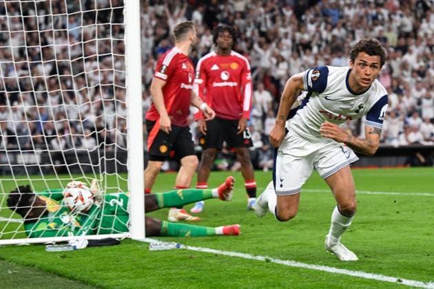 Bilbao, Estadio San Mames, 21.05.25, ESP, Herren, UEFA Europa League Finale 2025, Saison 2024-2025, Tottenham Hotspur - Manchester United, ManU Bild: Brennan JOHNSON (Tottenham) jubelt nach seinem Tor zum 1:0 UEFA regulations prohibit any use of photographs as image sequences and or quasi-video. Bizkaia Spanien