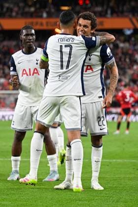 Bilbao, Estadio San Mames, 21.05.25, ESP, Herren, UEFA Europa League Finale 2025, Saison 2024-2025, Tottenham Hotspur - Manchester United, ManU Bild: Brennan JOHNSON (Tottenham) jubelt nach seinem Tor zum 1:0 UEFA regulations prohibit any use of photographs as image sequences and or quasi-video. Bizkaia Spanien