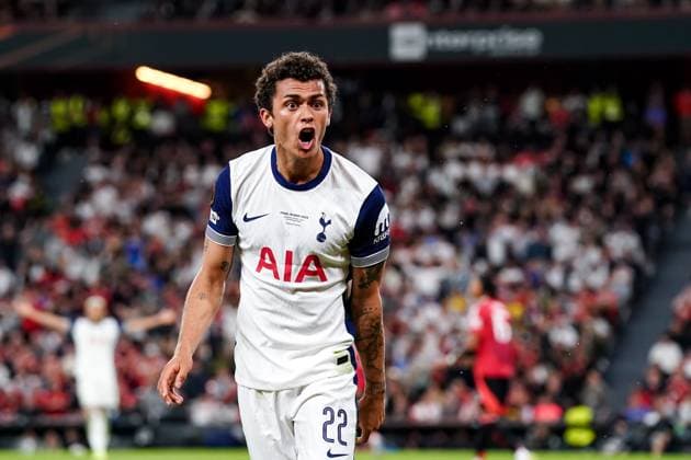 21 05 2025, Bilbao, San Mames, UEFA Europa League Final, Brennan Johnson (22 Tottenham) reacts Bilbao San Mames Basque Country Spain Copyright: xJustPictures.ch DanielaxPorcellix jp-en-DaPo-20250521-DP201624