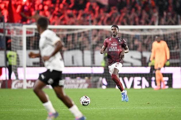 FC Metz v Stade de Reims - Playoffs Ligue 1 McDonald s Ligue 2 BKT 2024 2025, first leg 38 Sadibou SANE (fcm) during the playoffs match between Metz and Reims at Stade Saint-Symphorien on May 21, 2025 in Metz, France. Metz France  Copyright: xFEPx 776325767