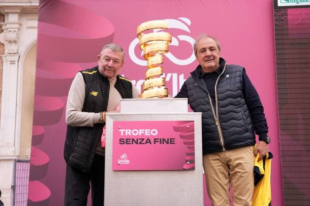 From left Modena President Carlo Rivetti and Mauro Vegni before the stage 12 of the Giro d™Italia from Modena to Viadana (Oglio-Po), Italy - Thursday, May 22, 2025. - cycling.  Copyright: xMassimoxPaolone LaPressex