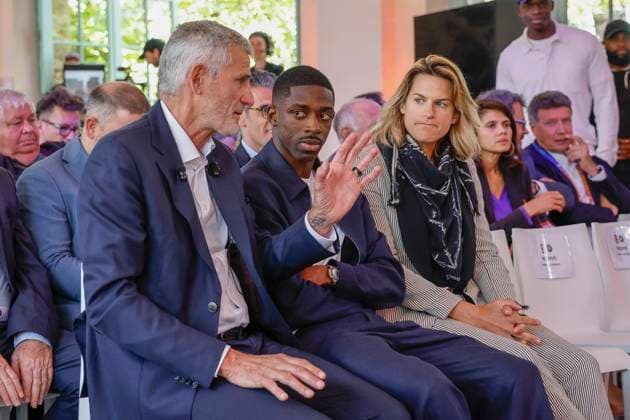 May 22, 2025, Paris, Paris, France: Gilles Moretton, Ousman Dembele (PSG football player), Amo lie Mauresmo, during the draw of the tennis Grand Slam of Roland Garros 2025, at Roland Garros Stadium - on May 22 2025.Paris - France Paris France - ZUMAb253 20250522_zsp_b253_071 Copyright: xLoicxBaratouxx