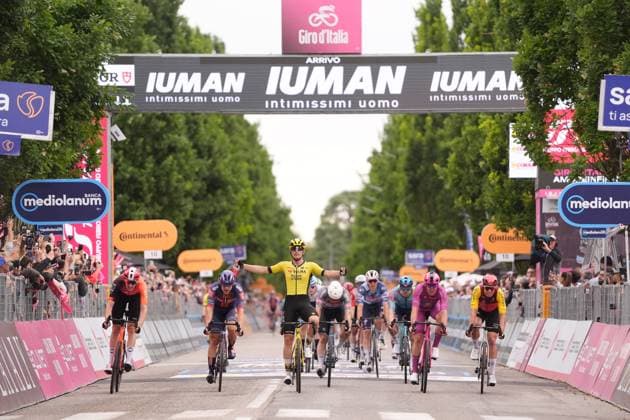 Kooij Olav of Team Visma Lease A Bike winner of the stage at the sprint during the stage 12 of the Giro d™Italia from Modena to Viadana (Oglio-Po), Italy - Thursday, May 22, 2025. - cycling.  Copyright: xFabioxFerrari LaPressex