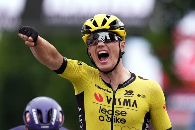 Kooij Olav of Team Visma Lease A Bike winner of the stage at the sprint during the stage 12 of the Giro d™Italia from Modena to Viadana (Oglio-Po), Italy - Thursday, May 22, 2025. - cycling.  Copyright: xMassimoxPaolone LaPressex