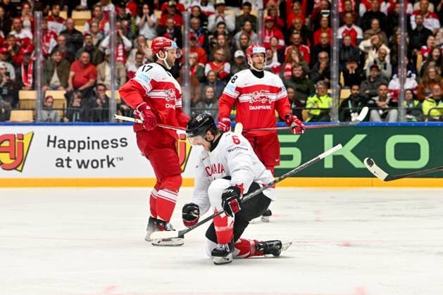 ODENSE, DENMARK - MAY 22: Travis Sanheim of Canada celebrate his goal during the 2025 Ice hockey, Eishockey World Championship, WM, Weltmeisterschaft match between Canada and Denmark at Jyske Bank Arena on May 22, 2025 in Odense, Denmark. Odense Jyske Bank Arena Denmark Copyright: xJustPictures.ch AndreaxBrancax jp-en-EuSpIm-AB_22052025_AAB_1949