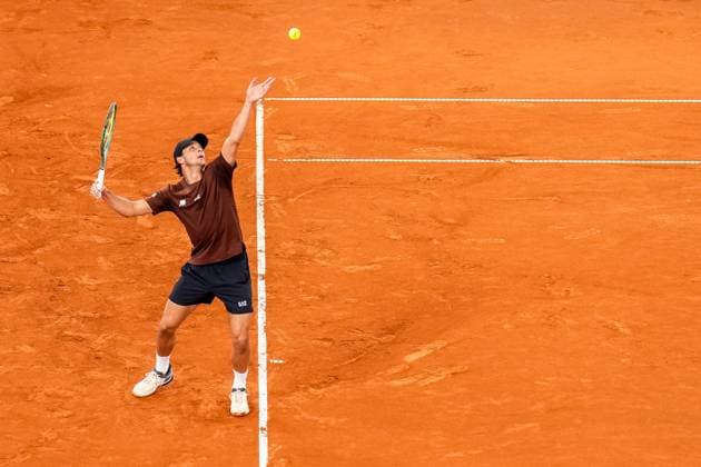 HAMBURG, GERMANY - MAY 22: Andrey Rublev of Russia plays a backhand in his Men s Singles Quarter Final match against Luciano Darderi of Italy during Day Six of the Bitpanda Hamburg Open at Am Rothenbaum on May 22, 2025 in Hamburg, Germany. (Photo by Rene Nijhuis) SPO  Copyright: xRenexNijhuis