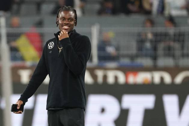 UEFA Nations League - 24 25 - Deutschland - Italien am 23.03.2025 im Signal Iduna Park in Dortmund Yann Aurel Bisseck (Deutschland 17) lacht lächelt