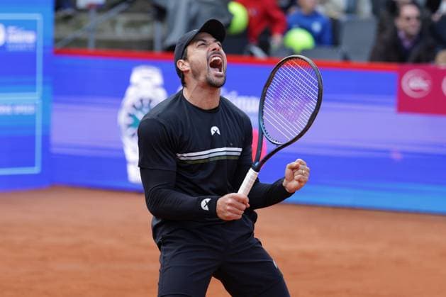 GER, Hamburg, xFSx , ATP, Tennis Herren 500 , Herren Tennistunier Bitpanda Hamburg Open 2025, Halbfinale ,Herren Doppel , 23.05.2025 Fernando Romboli (BRA) feiert mit Andres Molteni (ARG) den Sieg gegen Harri Heliovaara (FIN) und Henry Patten (GBR) Copyright: HMBxMedia FernandoxSoares
