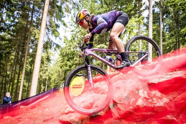 Kate Courtney of USA during the training for Mountain bike cross country World Cup event, Nove Mesto na Morave, Czech Republic, May 23, 2025. (CTKxPhoto JaroslavxSvoboda) CTKPhotoP2025052303661  CTKPhotoP2025052303661