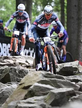 Mathieu van der Poel of Netherlands during the training for Mountain bike cross country World Cup event, Nove Mesto na Morave, Czech Republic, May 23, 2025. (CTKxPhoto LubosxPavlicek) CTKPhotoP2025052303834  CTKPhotoP2025052303834