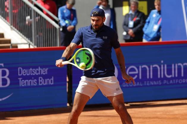 GER, Hamburg, xFSx , ATP, Tennis Herren 500 , Herren Tennistunier Bitpanda Hamburg Open 2025, Halbfinale ,Herren Doppel , 23.05.2025 Simone Bolelli (ITA) spielt eine Rueckhand Copyright: HMBxMedia FernandoxSoares