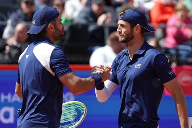 GER, Hamburg, xFSx , ATP, Tennis Herren 500 , Herren Tennistunier Bitpanda Hamburg Open 2025, Halbfinale ,Herren Doppel , 23.05.2025 Simone Bolelli (ITA) und Andrea Vavassori (ITA) gewinnen das Spiel gegen Joe Salisbury (GBR) und Neal Skupski (GBR) Copyright: HMBxMedia FernandoxSoares