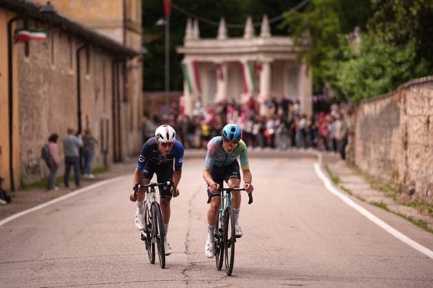 Germani Lorenzo of Groupama-Fdj and Scaroni Christian of Xds Astana Team the escape during the stage 13 of the Giro d™Italia from Rovigo to Vicenza, Italy - Friday, May 23, 2025. - cycling.  Copyright: xMarcoxAlpozzi LaPressex