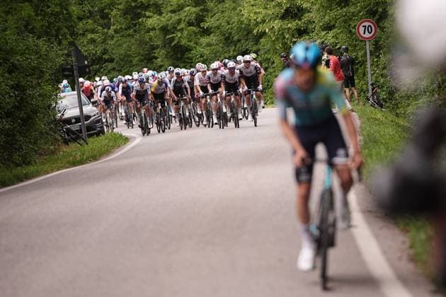 The pack rides behind Scaroni Christian of Xds Astana Team during the stage 13 of the Giro d™Italia from Rovigo to Vicenza, Italy - Friday, May 23, 2025. - cycling.  Copyright: xMarcoxAlpozzi LaPressex