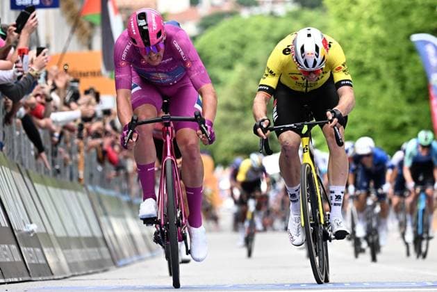 May 23, 2025, Vicenza: Danish rider Mads Pedersen of Lidl - Trek team celebrate after crossing the finish line and win the 13th stage of the 108 Giro d Italia 2025, cycling race over 180 km from Rovigo to Vicenza, Italy, 23 May 2025. ANSA LUCA ZENNARO. Giro: Pedersen Vince La 13 A Tappa, Del Toro Rimane In Rosa  - ZUMAa110 20250523_zaf_a110_019 Copyright: xLucaxZennarox