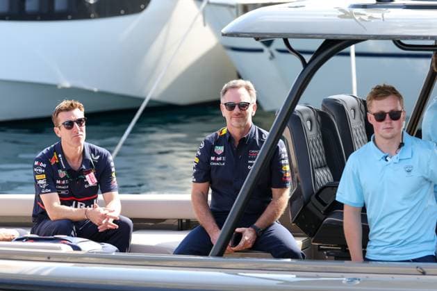 Teamchef Christian Horner (Oracle Red Bull Racing) kommt mit dem Boot, 3. Freies Training, Grosser Preis von Monaco, Motorsport, Herren, Formel 1, 24.05.2025 Monte Carlo Monaco MCO