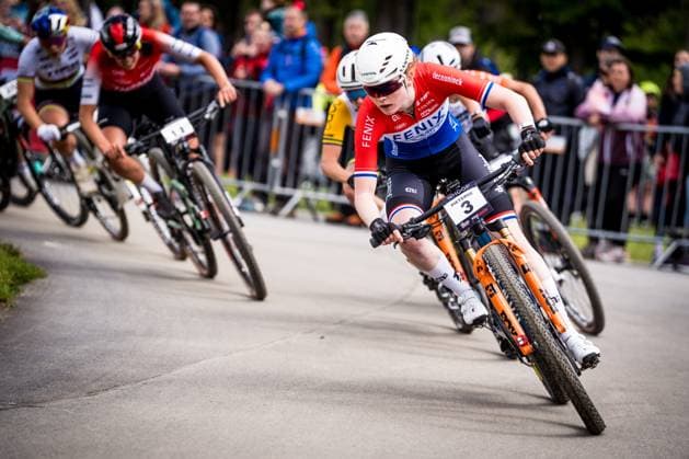 Puck Pieterse of Netherlands competes during women elite race during Mountain bike cross country World Cup event, Nove Mesto na Morave, Czech Republic, May 24, 2025. (CTKxPhoto JaroslavxSvoboda) CTKPhotoP2025052402414  CTKPhotoP2025052402414