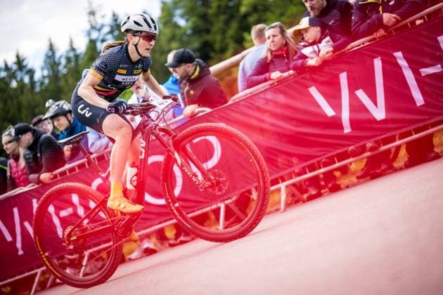 Czech Jitka Cabelicka competes during women elite race during Mountain bike cross country World Cup event, Nove Mesto na Morave, Czech Republic, May 24, 2025. (CTKxPhoto JaroslavxSvoboda) CTKPhotoP2025052402424  CTKPhotoP2025052402424