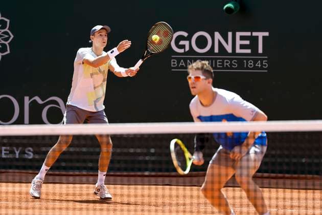 Joran Vliegen (BEL) und Ariel Behar (URU) , Schweiz, Tennis, Gonet Geneva Open ATP, Tennis Herren 250), Final Doppel,2025, Ariel Behar (URU) Joran Vliegen (BEL) vs. Sadio Doumbia (FRA) Fabien Reboul (FRA), 24.05.2025, Parc des Eaux-Vives, Genf, Schweiz Genf Parc des Eaux-Vives Genf Schweiz Copyright: xGrantxHubbsx