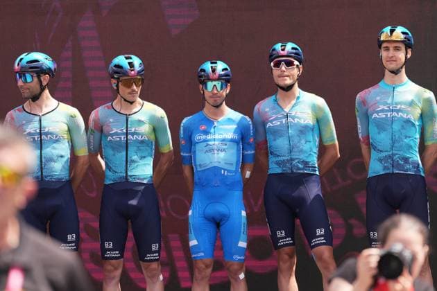 Fortunato Lorenzo of Xds Astana Team, blue jersey, during the stage 14 of the Giro d™Italia from Treviso to Nova Gorica Gorizia, Italy - Saturday, May 24, 2025. - cycling.  Copyright: xMassimoxPaolone LaPressex