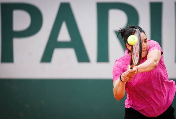 Tunisian Ons Jabeur pictured in action during the afternoon training session at the Roland Garros French Open tennis tournament, in Paris, France, Saturday 24 May 2025. This year s tournament takes place from 19 May to 08 June. BENOITxDOPPAGNE  x125090689x