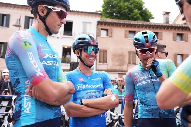 Fortunato Lorenzo of Xds Astana Team, blue jersey, during the stage 14 of the Giro d™Italia from Treviso to Nova Gorica Gorizia, Italy - Saturday, May 24, 2025. - cycling.  Copyright: xMassimoxPaolone LaPressex