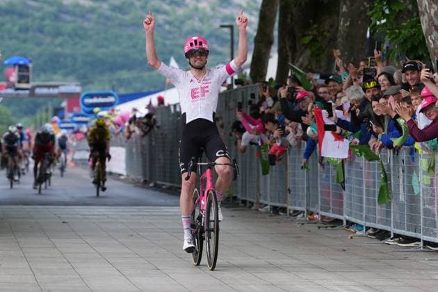 Asgreen Kasper of Ef Education - Easypost, stage winner, the stage 14 of the Giro d™Italia from Treviso to Nova Gorica Gorizia, Slovenia - Saturday, May 24, 2025. - cycling.  Copyright: xGianxMattiaxD Alberto LaPressex