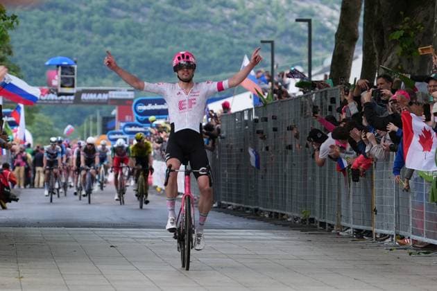 Asgreen Kasper of Ef Education - Easypost, stage winner, the stage 14 of the Giro d™Italia from Treviso to Nova Gorica Gorizia, Slovenia - Saturday, May 24, 2025. - cycling.  Copyright: xGianxMattiaxD Alberto LaPressex