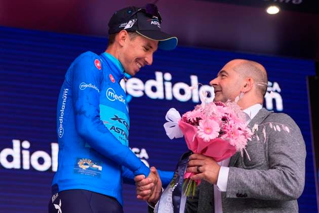 Fortunato Lorenzo of Xds Astana Team, blue jersey, during the stage 14 of the Giro d™Italia from Treviso to Nova Gorica Gorizia, Slovenia - Saturday, May 24, 2025. - cycling.  Copyright: xFabioxFerrari LaPressex