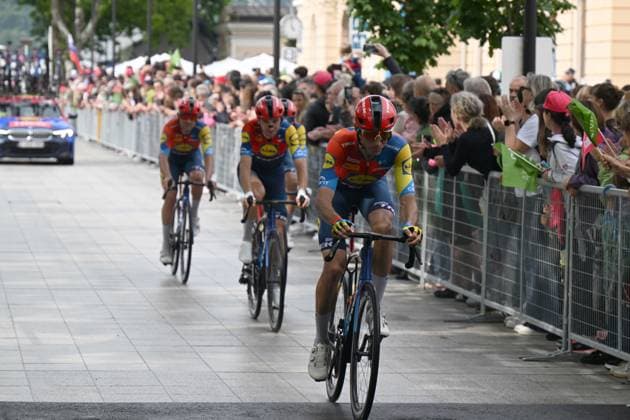 24-05-2025 Giro D italia; Tappa 14 Treviso - Gorizia; 2025, Lidl - Trek; Verona Quintanilla, Carlos; Ciccone, Giulio; Gorizia; 