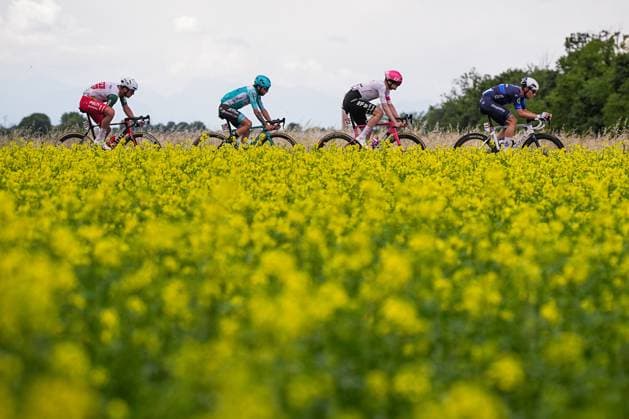 Maestri Mirco of Team Polti Visitmalta, Marcellusi Martin of Vf Group Bardianicsf-FaizaneÕ, Asgreen Kasper of Ef Education - Easypost, Davy ClŽment of Groupama-Fdj during the stage 14 of the Giro dÕItalia from Treviso to Nova Gorica Gorizia, Italy and Slovenia- Saturday, May 24, 2025. - cycling.  Copyright: xMarcoxAlpozzi LaPressex